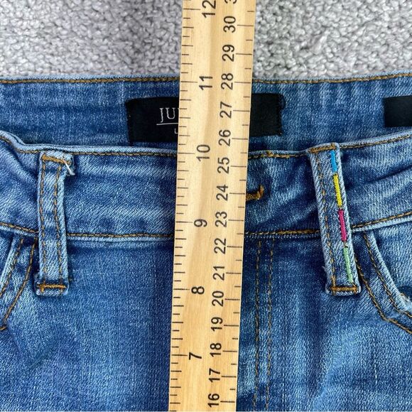 Judy Blue Jeans Women's 7/28 Blue Skinny High Rise Dark Denim Distressed - Picture 9 of 12